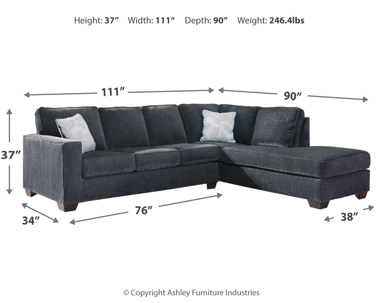 Altari Gray 2-Piece Sectional and Ottoman