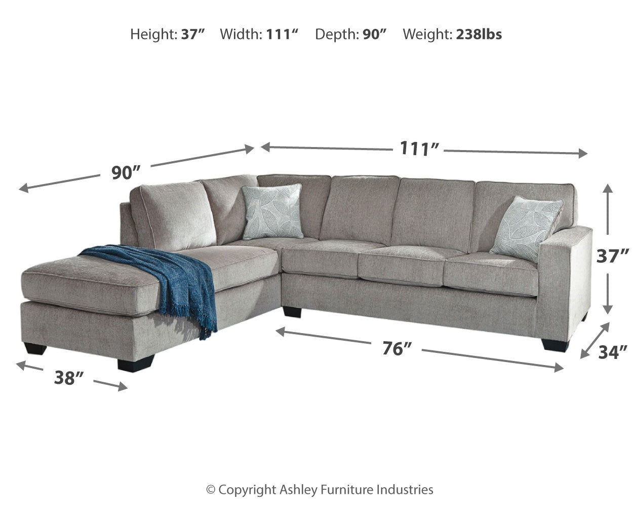 Altari Alloy 2-Piece Sectional with Chaise, Loveseat and Ottoman