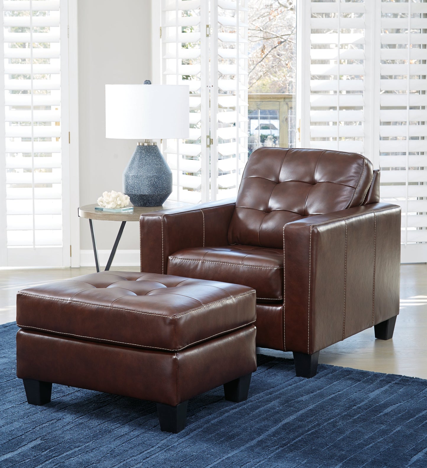 Altonbury Walnut Chair and Ottoman