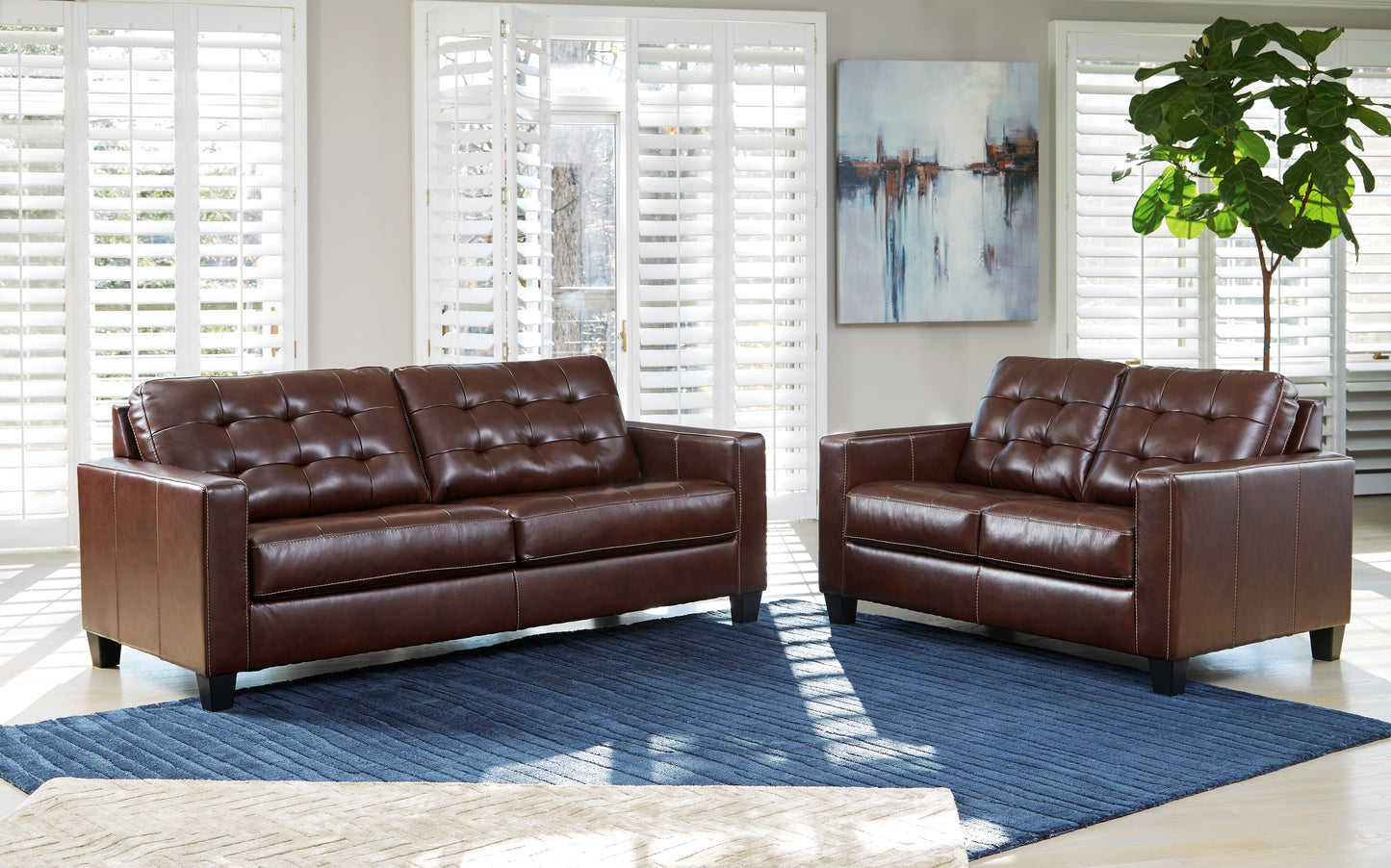 Altonbury Walnut Sofa and Loveseat