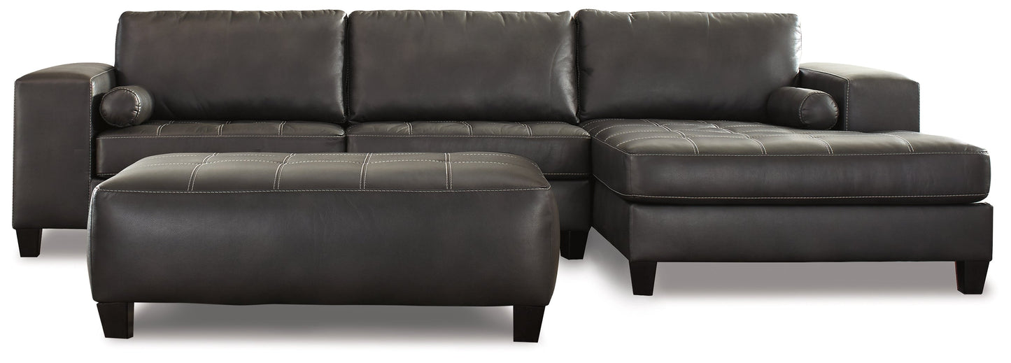 Nokomis Charcoal 2-Piece Sectional with Chaise and Oversized Accent Ottoman