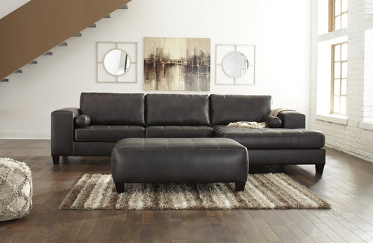 Nokomis Charcoal 2-Piece Sectional with Chaise and Oversized Accent Ottoman