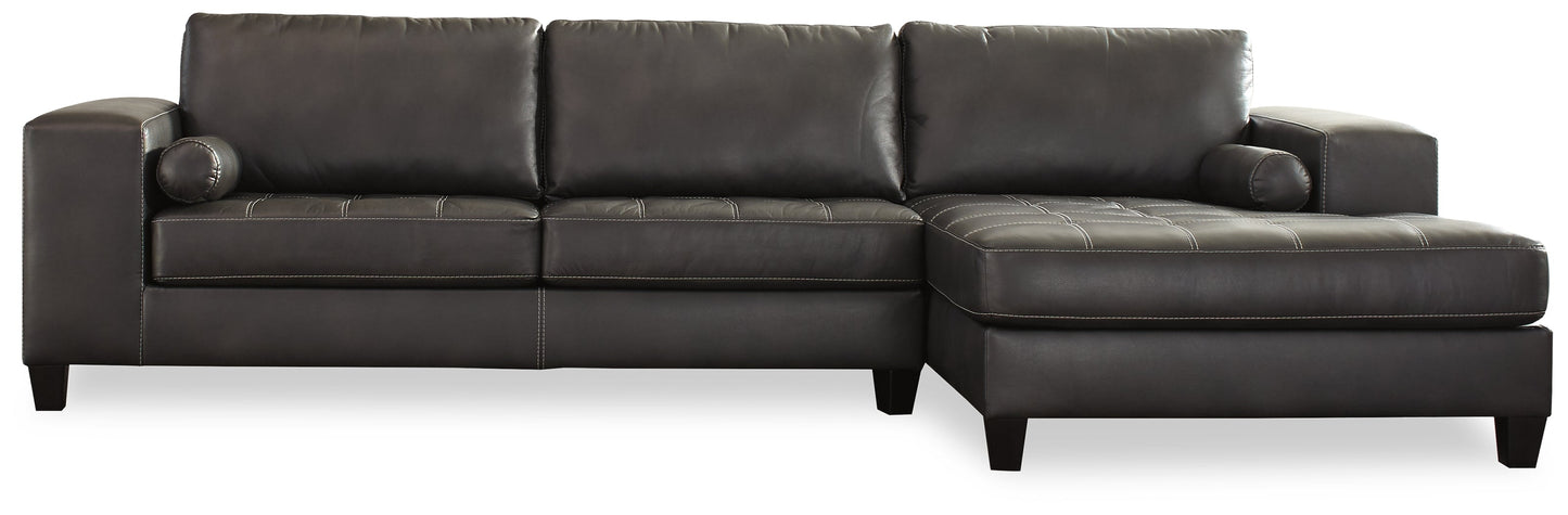 Nokomis Charcoal 2-Piece Sectional with Chaise and Oversized Accent Ottoman