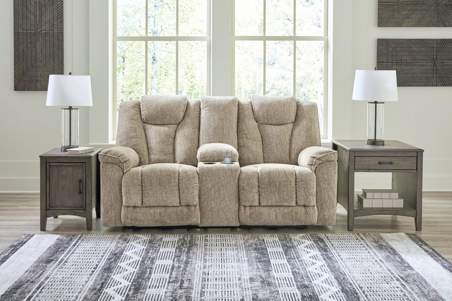 Hindmarsh Stone Power Reclining Loveseat with Console