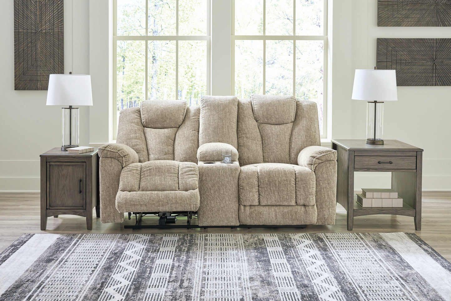 Hindmarsh Stone Power Reclining Loveseat with Console