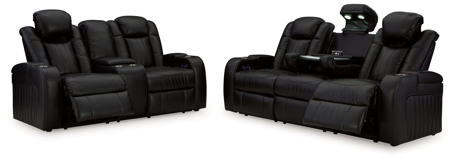 Caveman Den Midnight Power Reclining Sofa and Loveseat