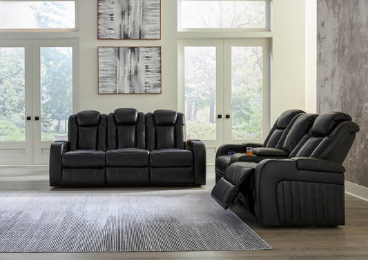 Caveman Den Midnight Power Reclining Sofa and Loveseat