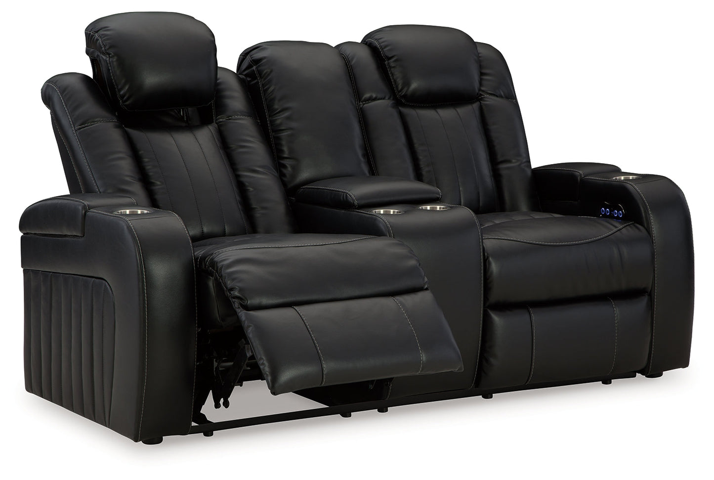 Caveman Den Midnight Power Reclining Loveseat with Console