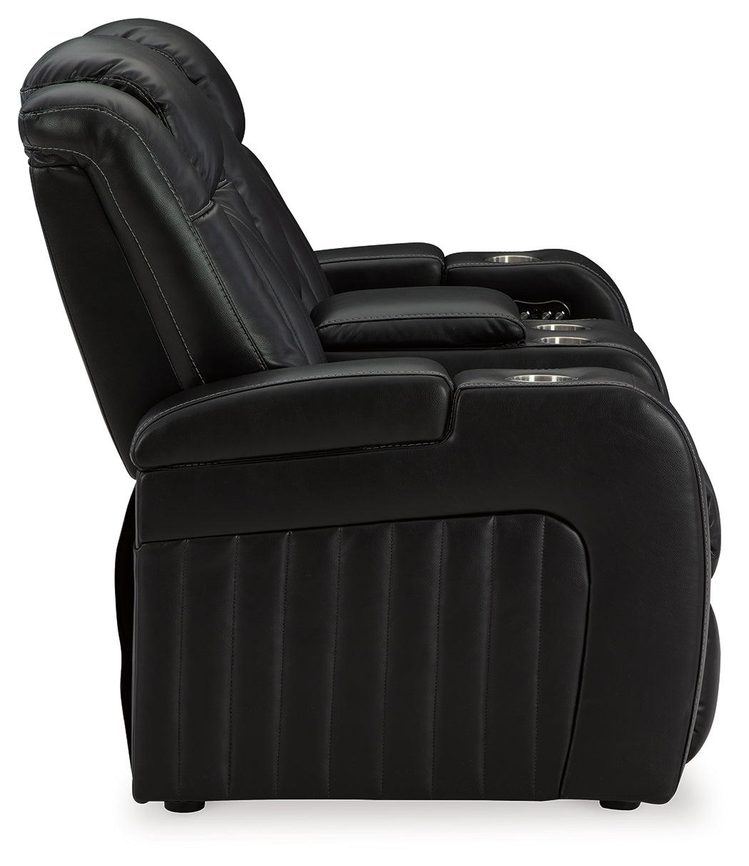 Caveman Den Midnight Power Reclining Loveseat with Console