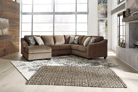 Graftin Teak Brown 3pc Sectional Sofa w/ Chaise