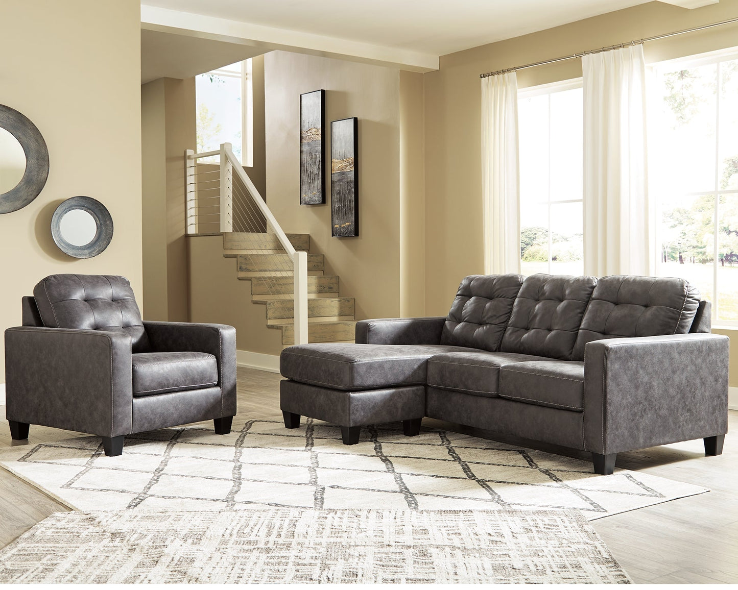 Venaldi Gunmetal Sofa Chaise and Chair