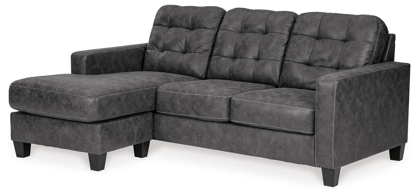 Venaldi Gunmetal Sofa Chaise, Chair, and Ottoman