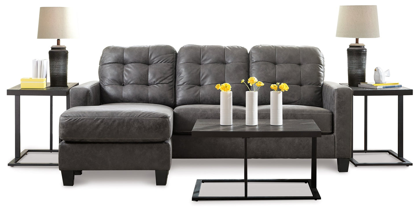 Venaldi Gunmetal Sofa Chaise with Occasional Table Set and Lamps