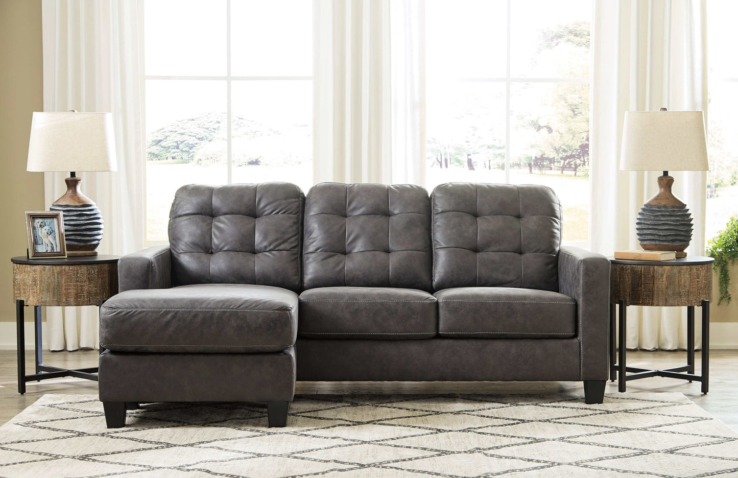 Venaldi Gunmetal Queen Sofa  Sleeper /w Chaise