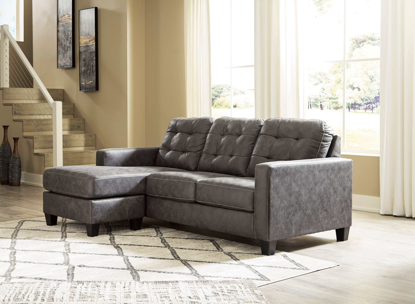 Venaldi Gunmetal Queen Sofa  Sleeper /w Chaise