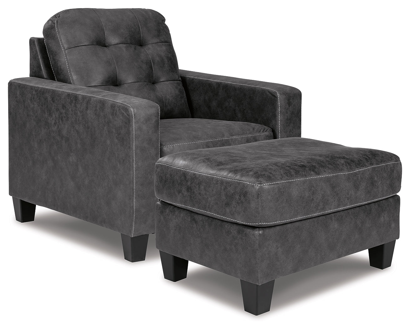 Venaldi Gunmetal Chair and Ottoman