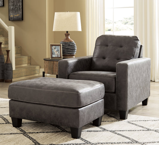 Venaldi Gunmetal Chair and Ottoman