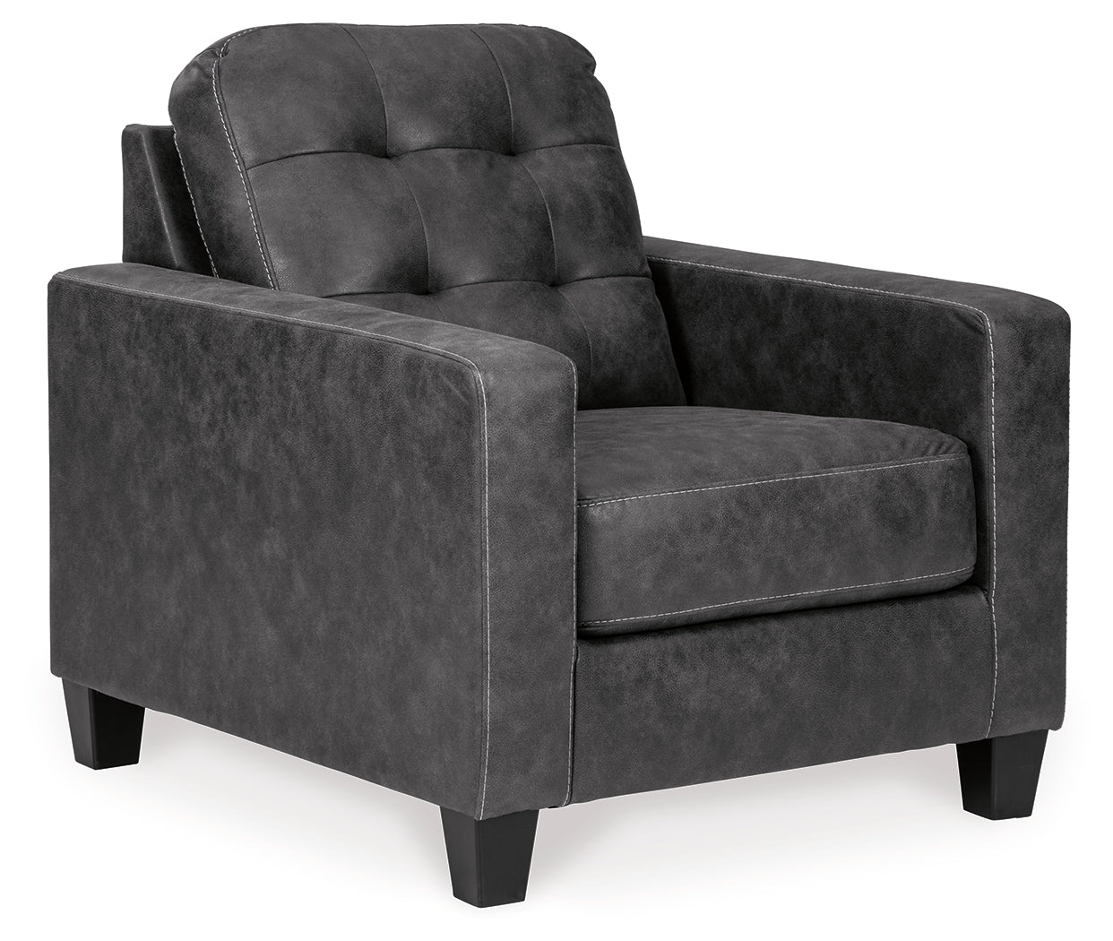 Venaldi Gunmetal Sofa Chaise, Chair, and Ottoman