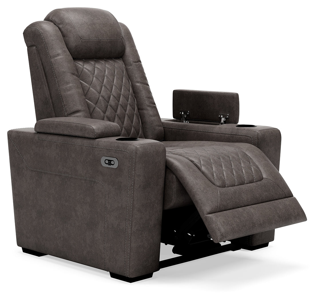 HyllMont Gray Power Reclining Loveseat and Power Recliner