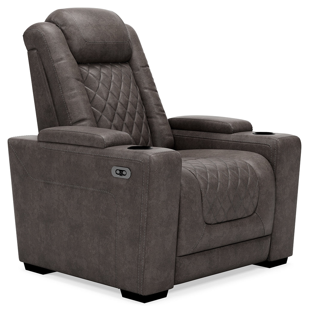 HyllMont Gray Power Reclining Loveseat and Power Recliner