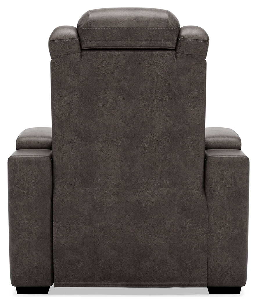 HyllMont Gray Power Reclining Loveseat and Power Recliner