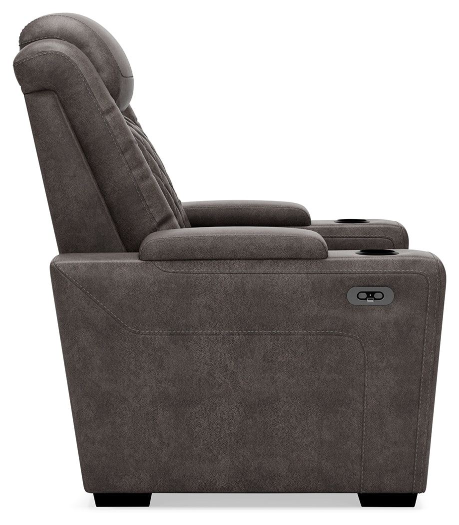 HyllMont Gray Power Reclining Loveseat and Power Recliner