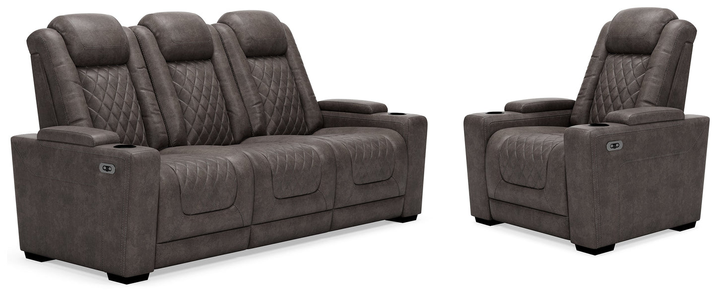 HyllMont Gray Power Reclining Sofa and Power Recliner