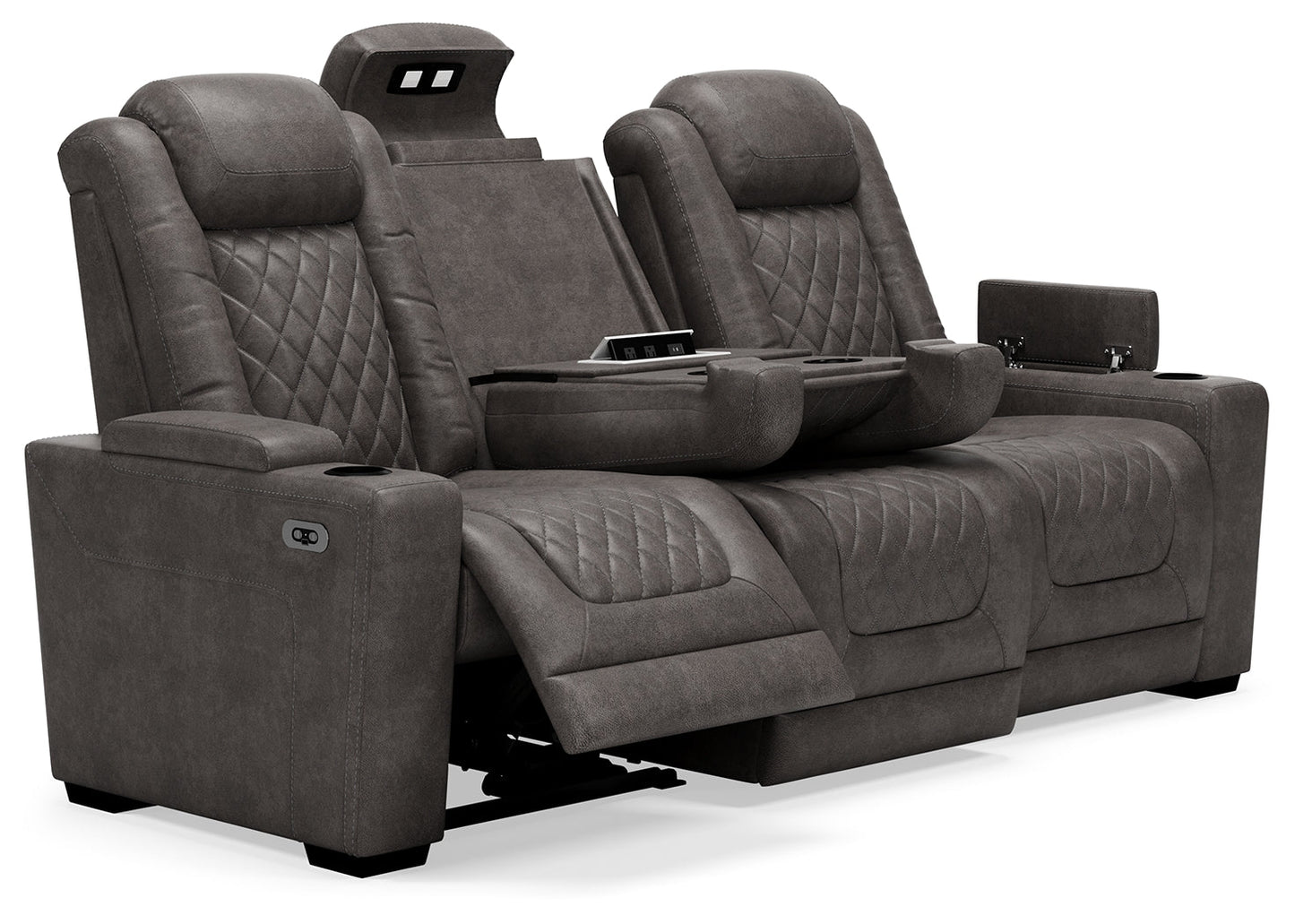 HyllMont Gray Power Reclining Sofa and Power Recliner