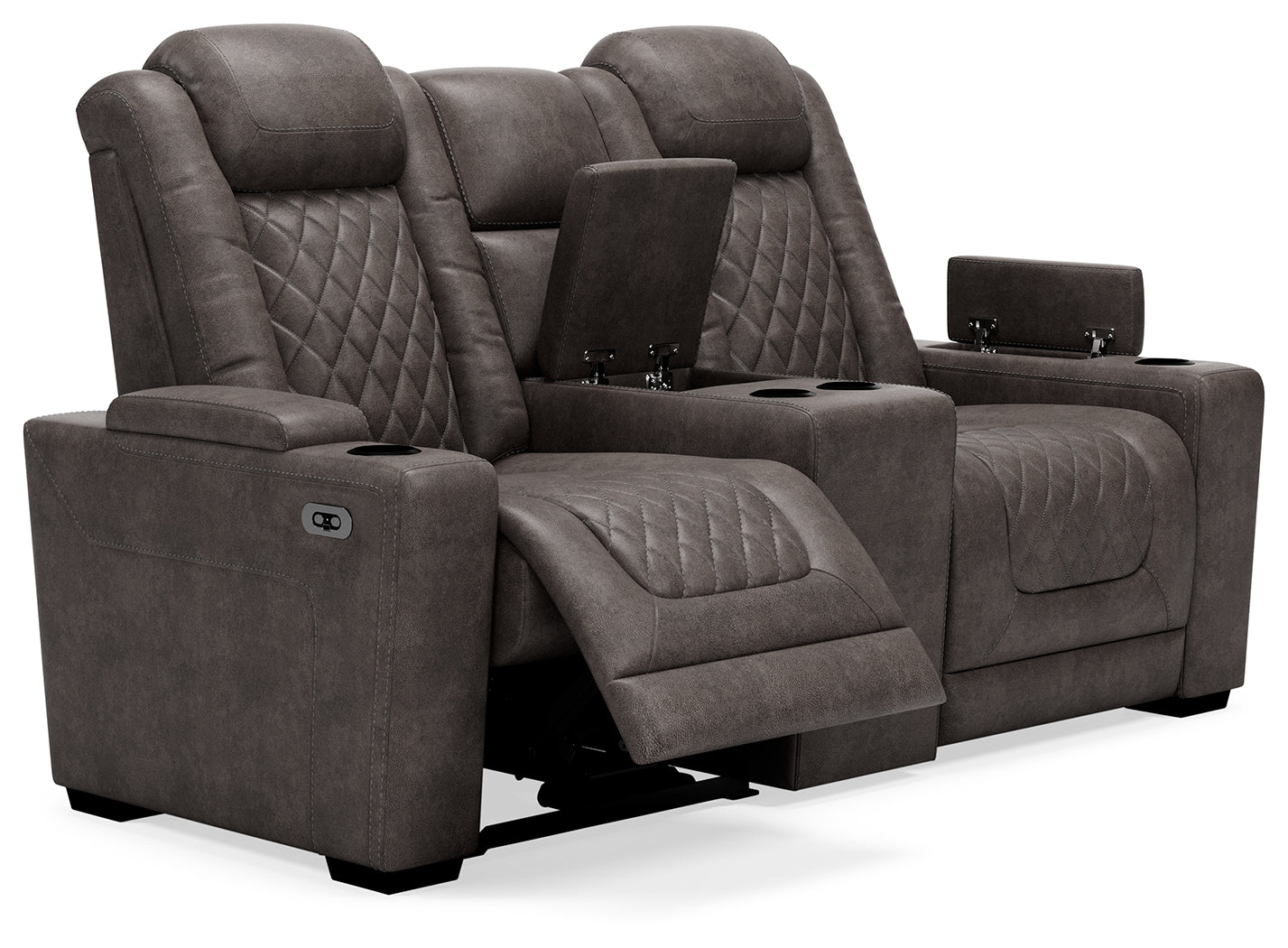 HyllMont Gray Power Reclining Loveseat and Power Recliner