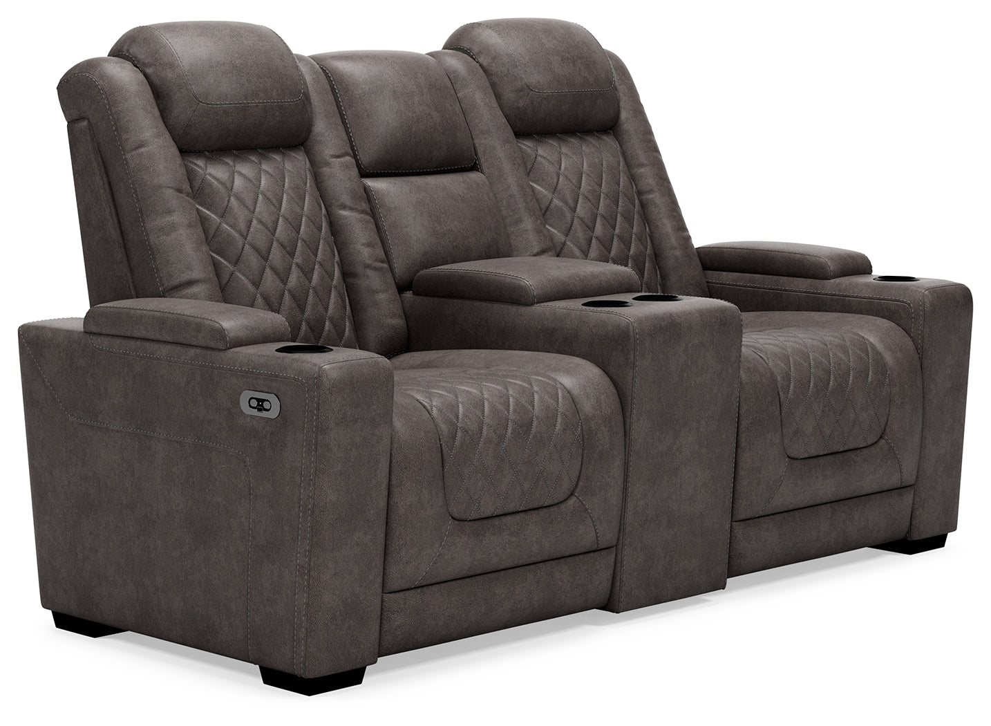 HyllMont Gray Power Reclining Loveseat and Power Recliner