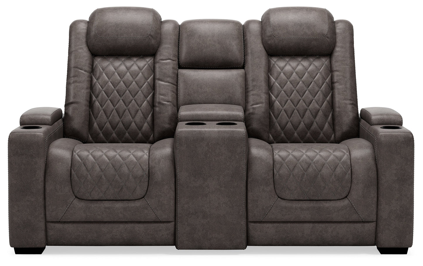 HyllMont Gray Power Reclining Loveseat and Power Recliner