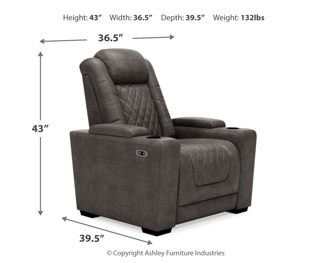 HyllMont Gray Power Reclining Loveseat and Power Recliner