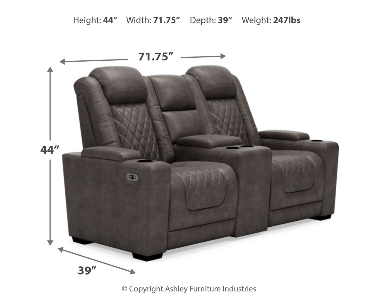 HyllMont Gray Power Reclining Loveseat and Power Recliner