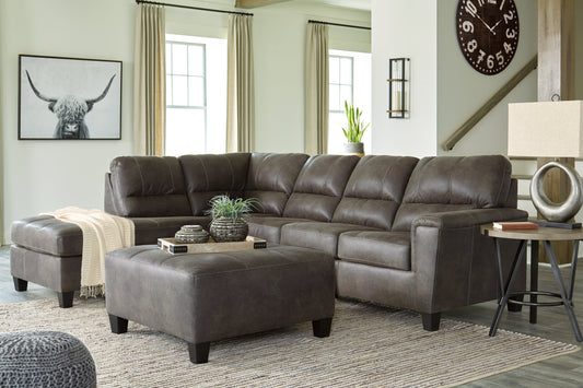 Navi Smoke 2-Piece Sectional with Ottoman