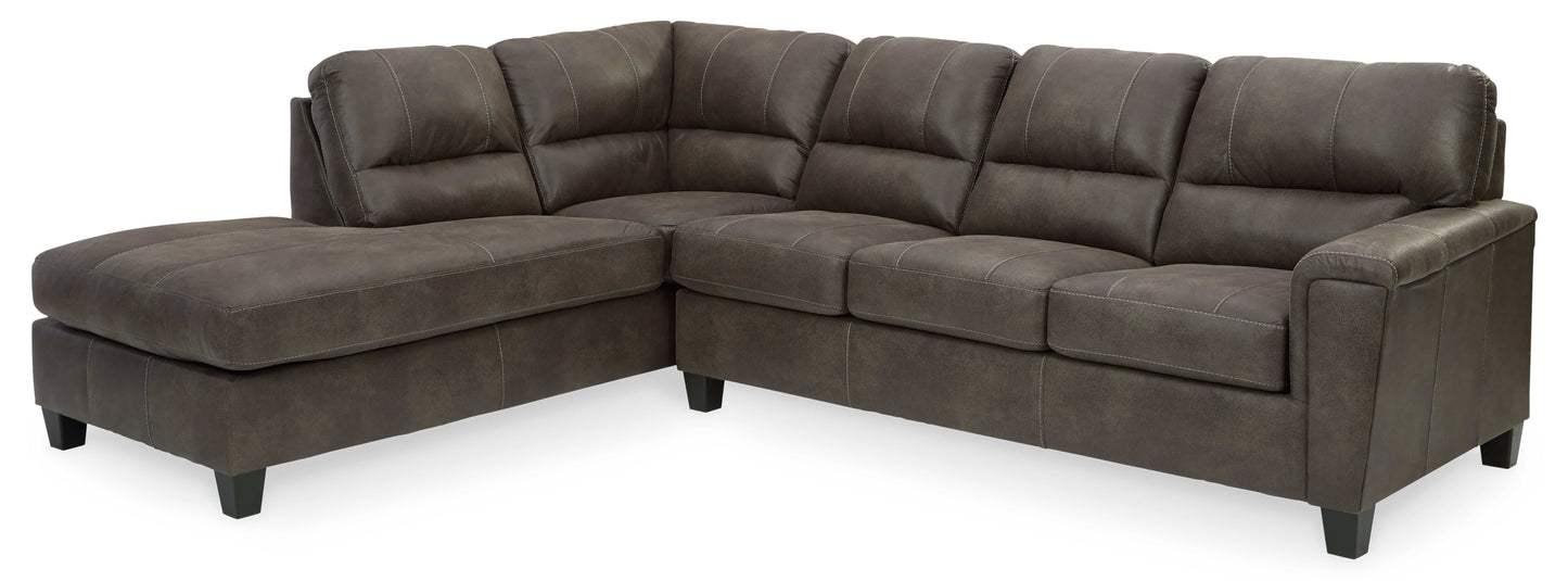 Navi Smoke 2pc Queen Sleeper Sectional w/ Chaise