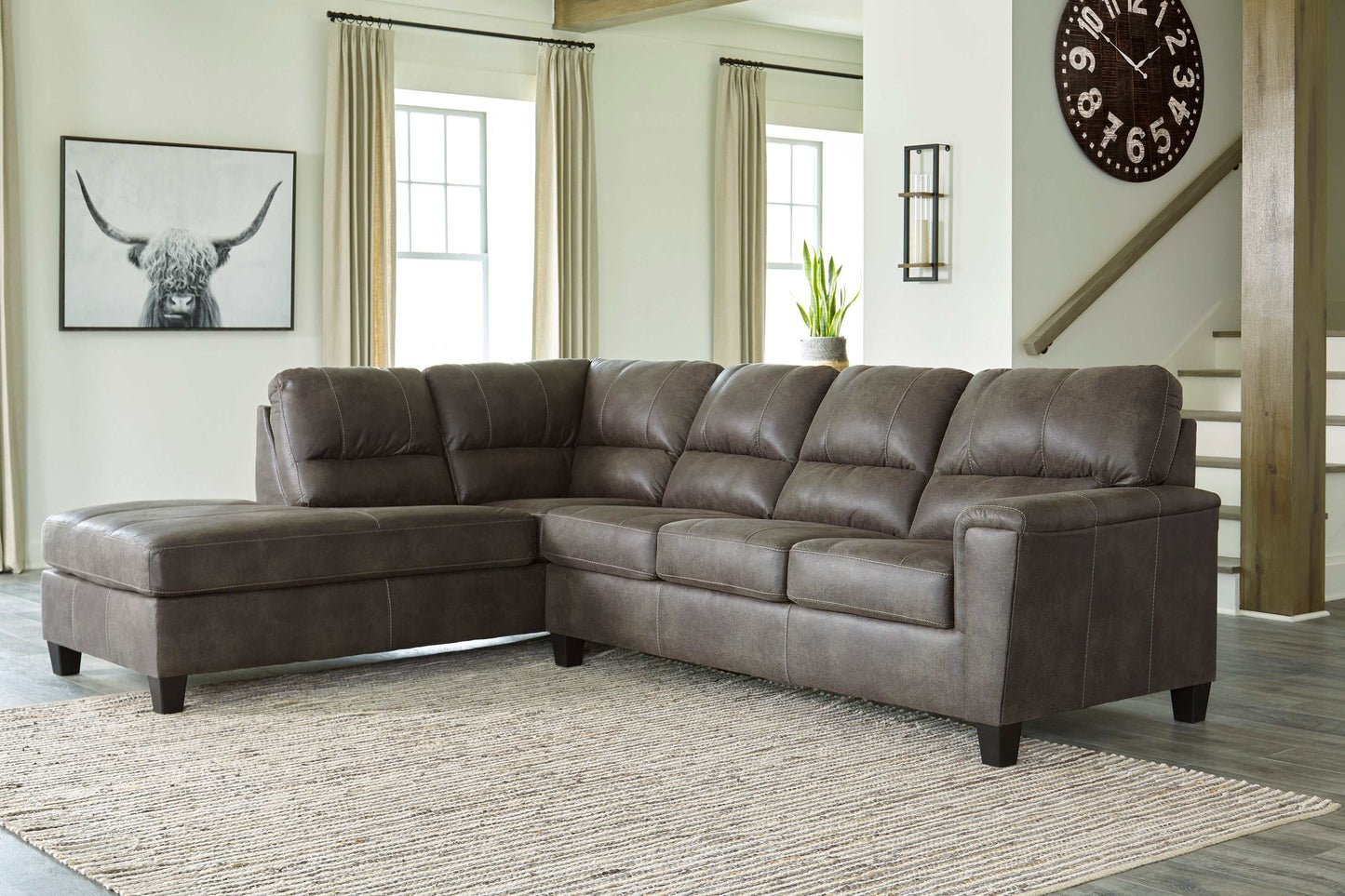 Navi Smoke 2pc Queen Sleeper Sectional w/ Chaise