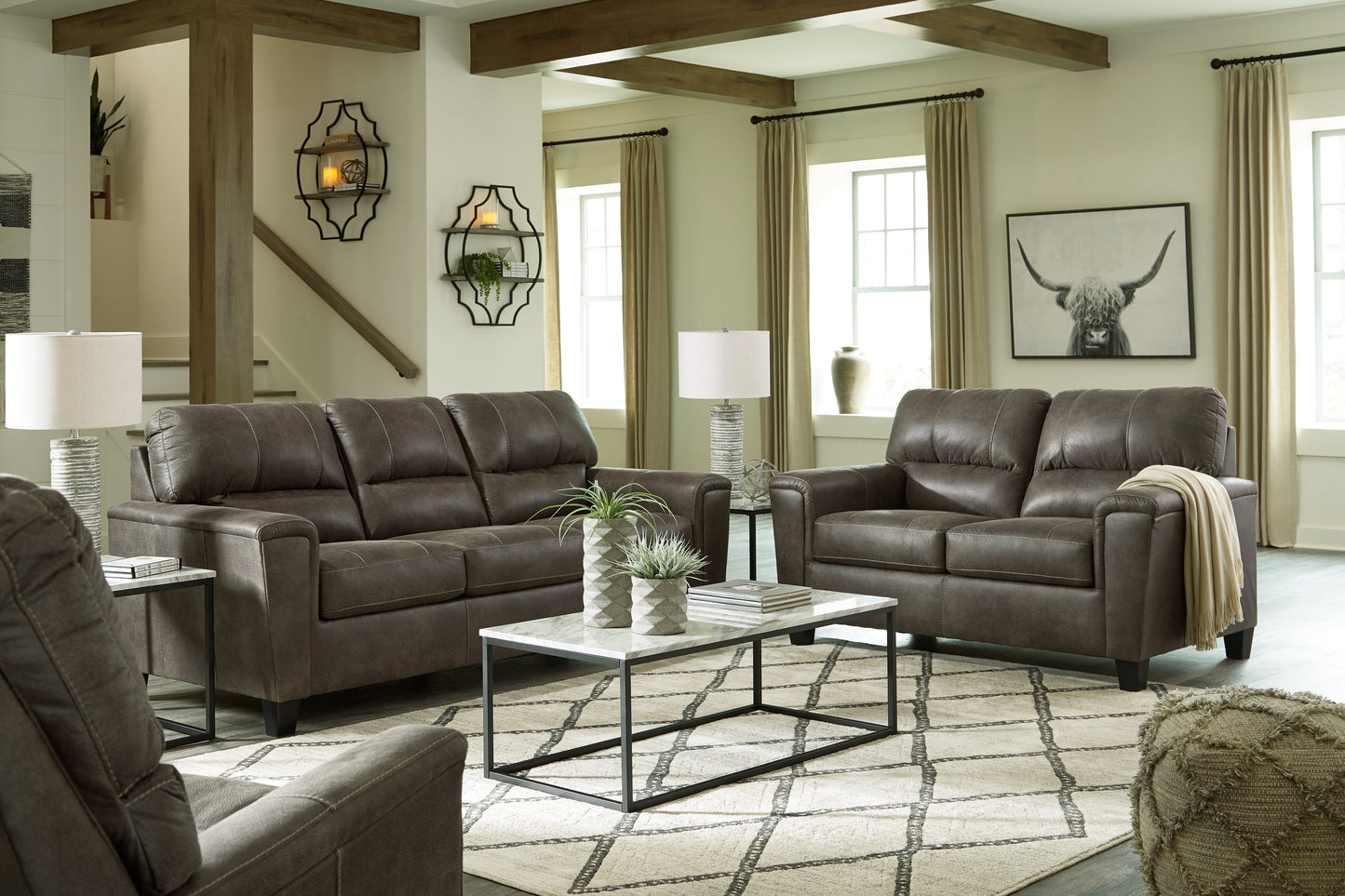 Navi Smoke Sofa, Loveseat and Recliner