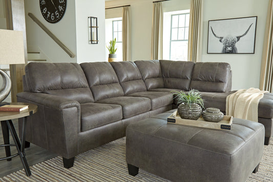 Navi Smoke 2-Piece Sectional and Ottoman