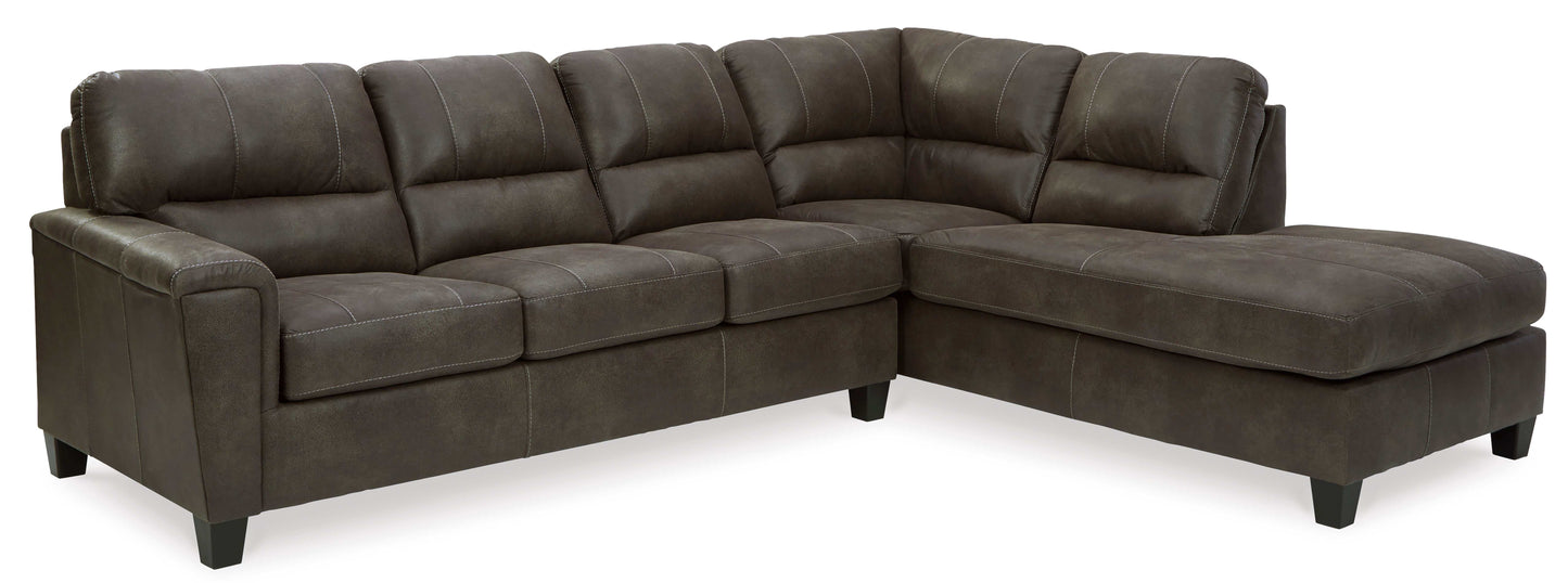 Navi Smoke 2pc Queen Sleeper Sectional w/ Chaise