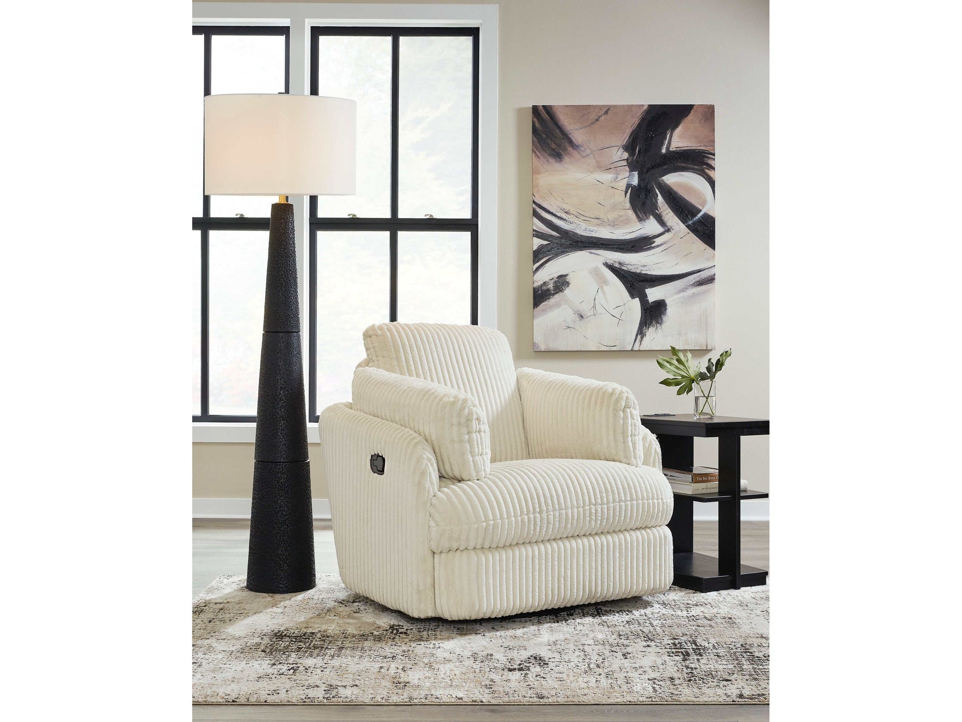 Tie-Breaker Ivory Swivel Glider Recliner - Ornate Home
