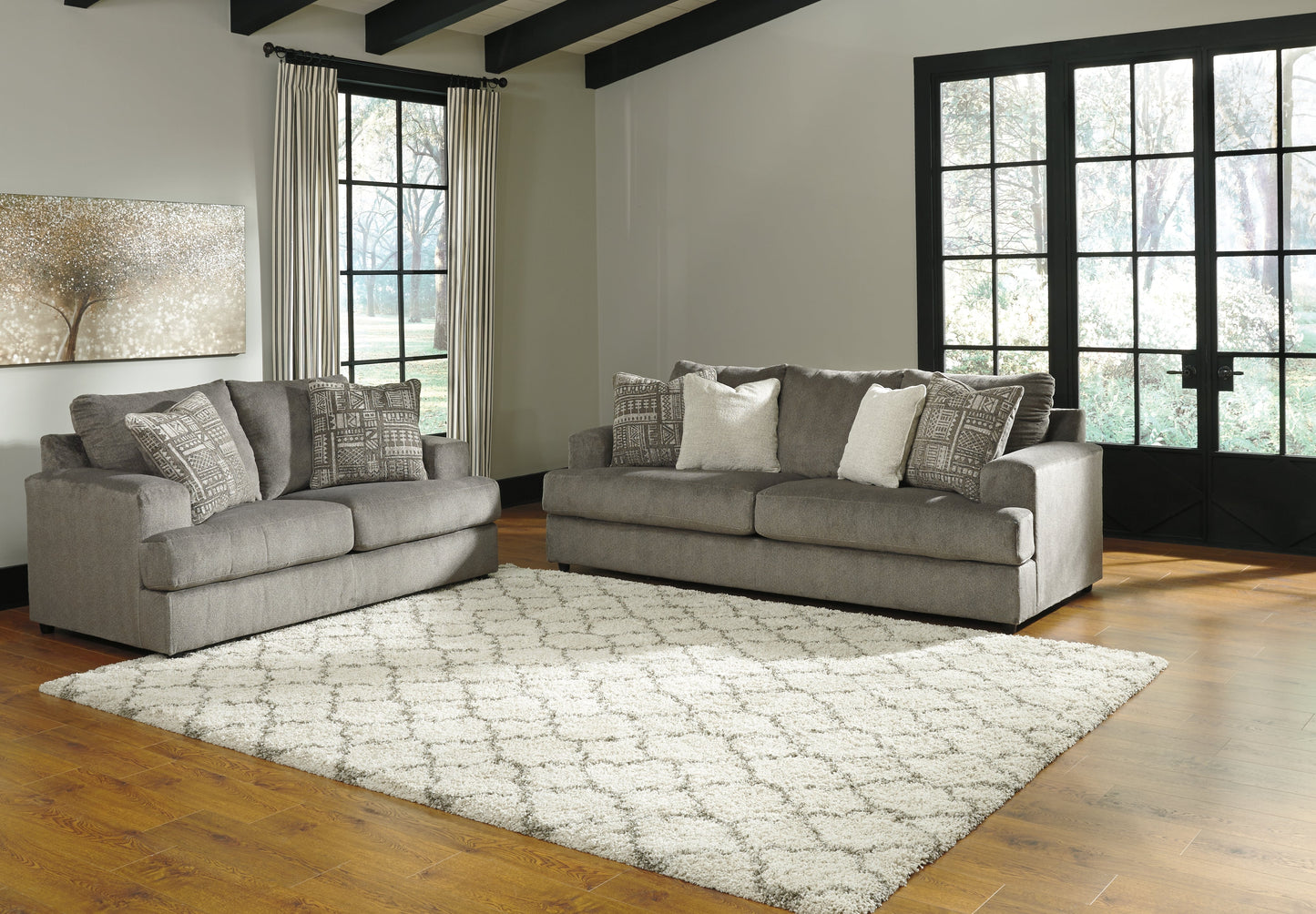 Soletren Ash Queen Sofa Sleeper and 2 Loveseats