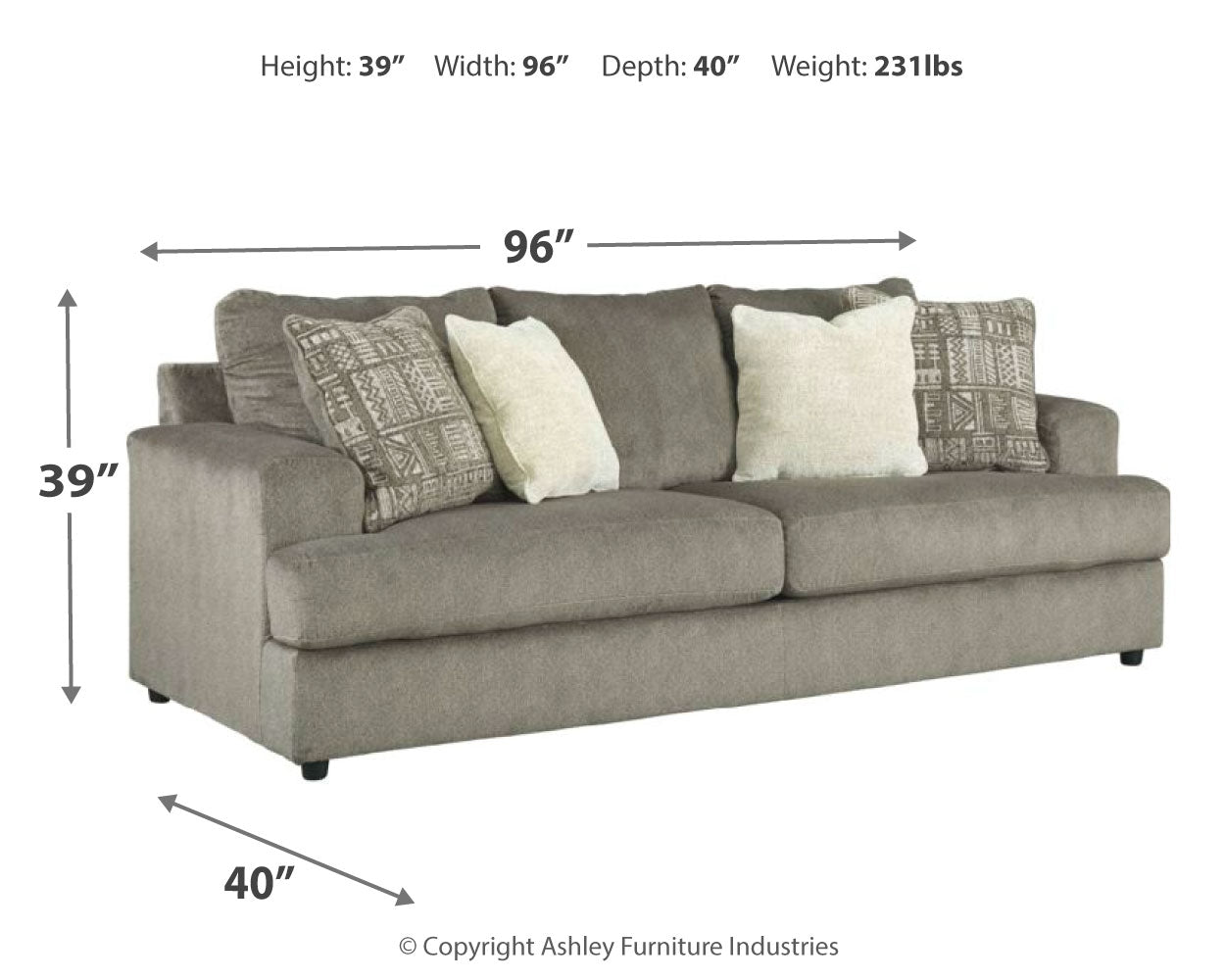 Soletren Ash Queen Sofa Sleeper and 2 Loveseats