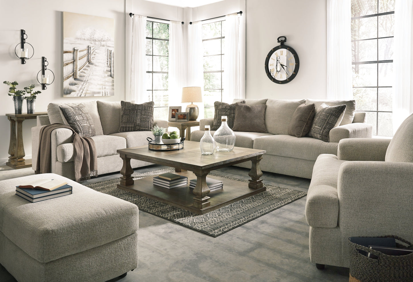 Soletren Stone Sofa, Loveseat, Oversized Chair and Ottoman