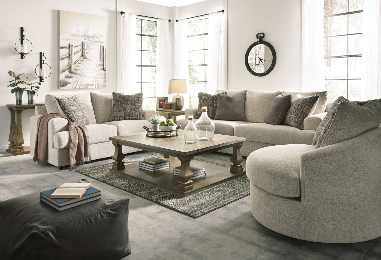 Soletren Stone Sofa, Loveseat and Accent Chair