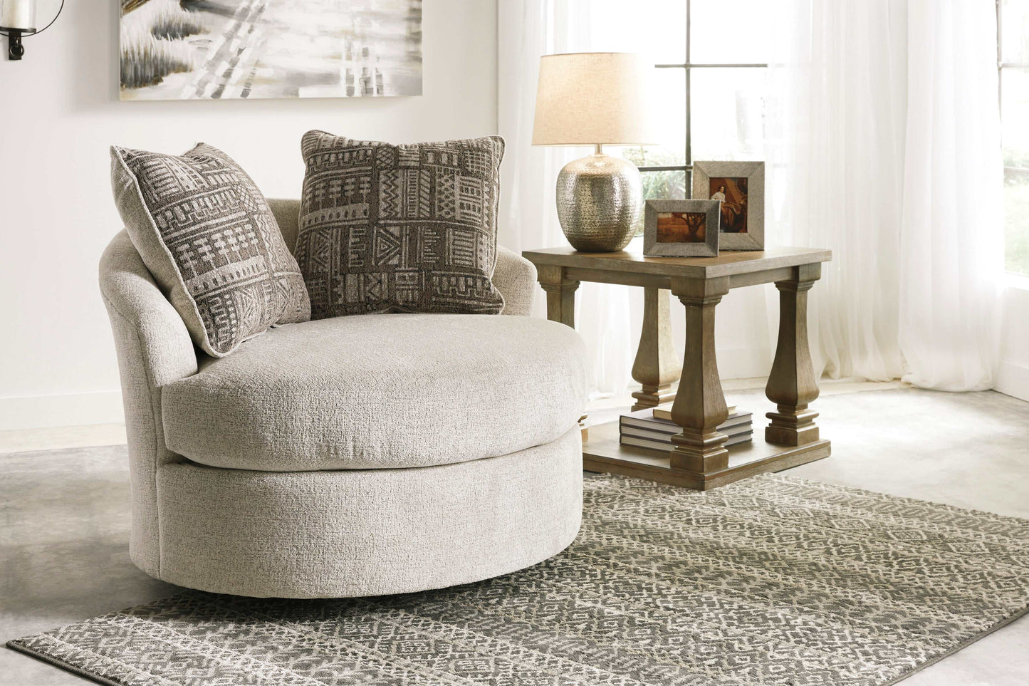 Soletren Stone Swivel Accent Chair