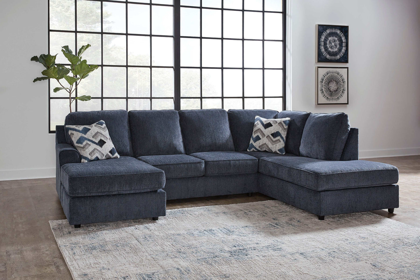 Albar Place Cobalt 2pc Sectional w/ RAF Corner Chaise