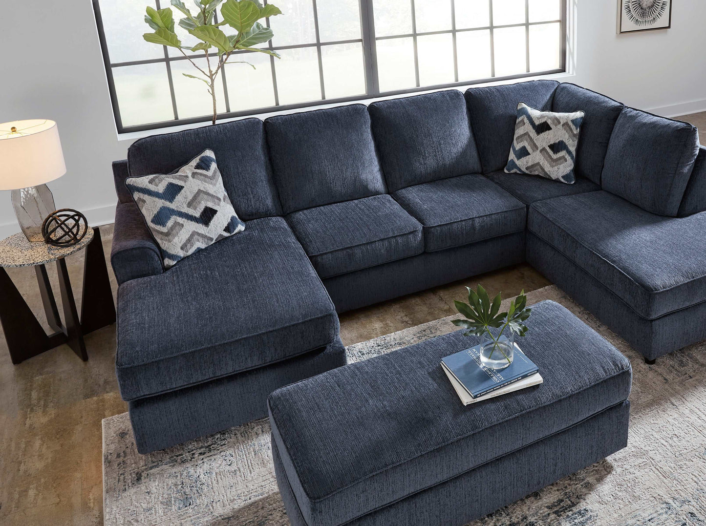 Albar Place Cobalt 2pc Sectional w/ RAF Corner Chaise