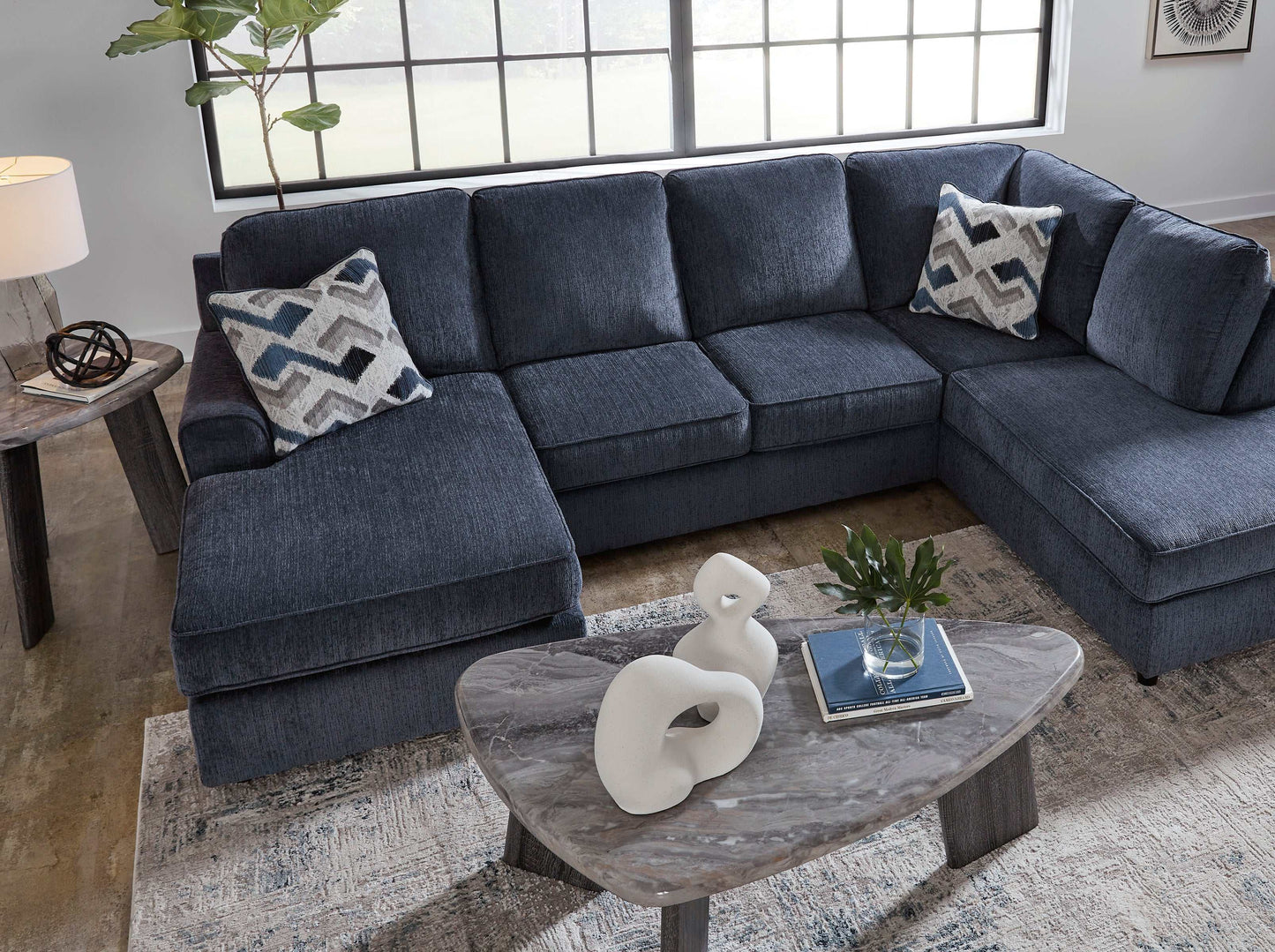 Albar Place Cobalt 2pc Sectional w/ RAF Corner Chaise