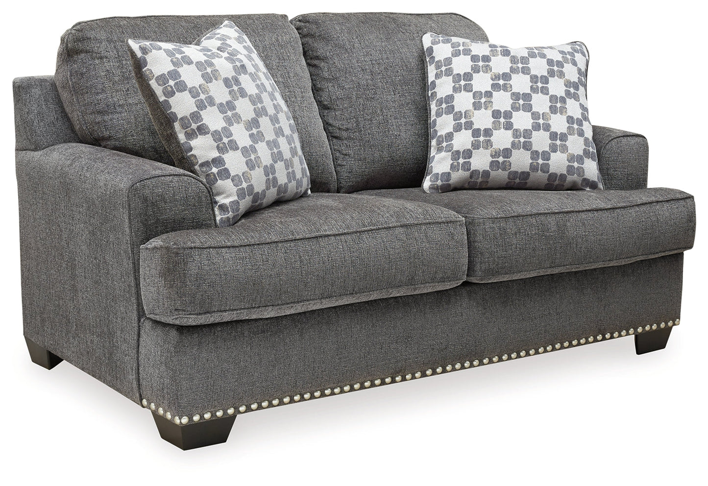 Locklin Dark Gray Sofa, Loveseat, Chair, and Ottoman