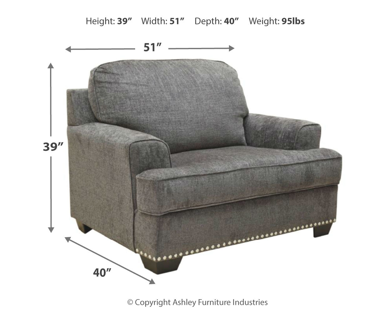 Locklin Dark Gray Sofa, Loveseat, and Chair